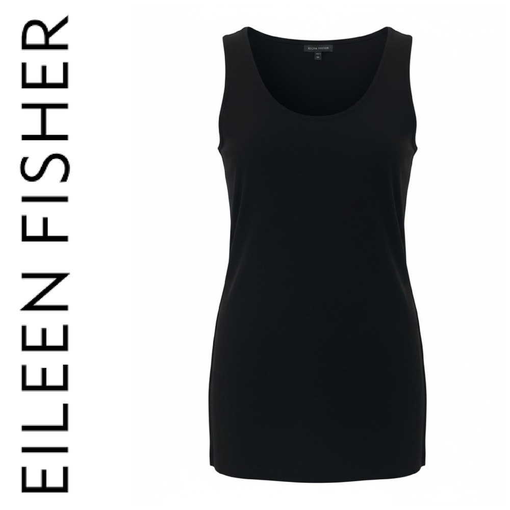 EILEEN FISHER Black Scoop Neck Tank Top